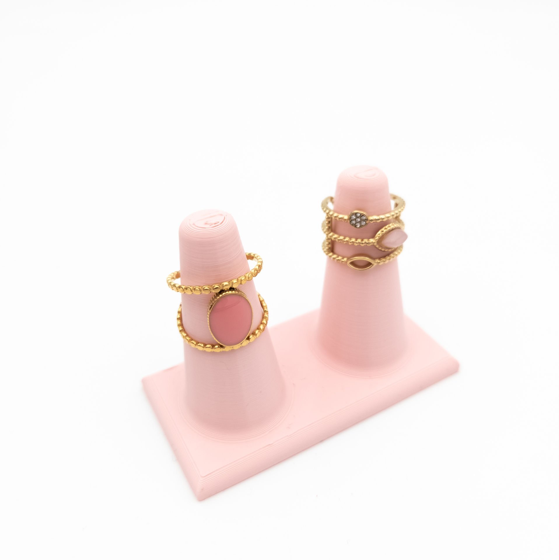 PEMBE İKİLİ YÜZÜK STANDI