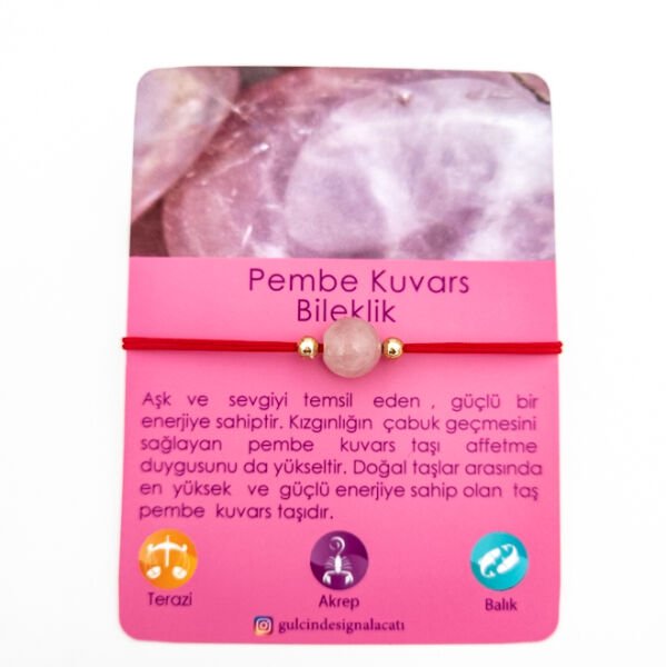 PEMBE KUVARS BİLEKLİK