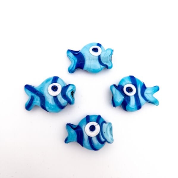 ÇİZGİLİ BALIK CAM BONCUK 4 LÜ SET