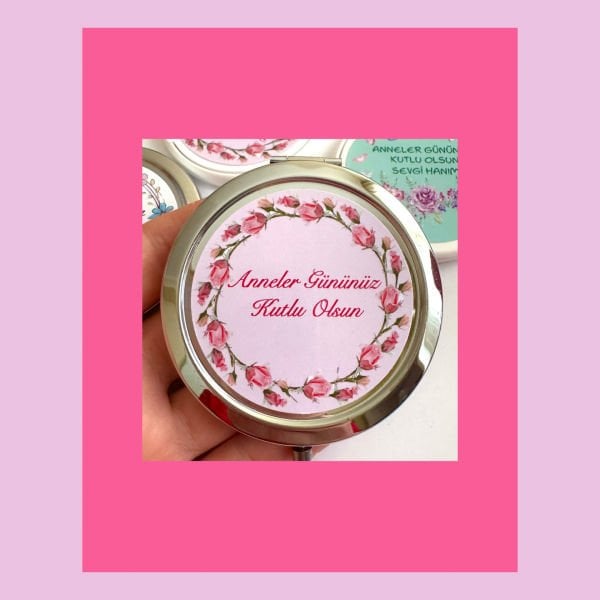 GÜMÜŞ RENK METAL  CEP AYNASI