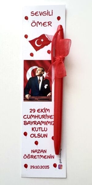 29 EKİM KİTAP AYRACI VE TÜKENMEZ KALEM SETİ