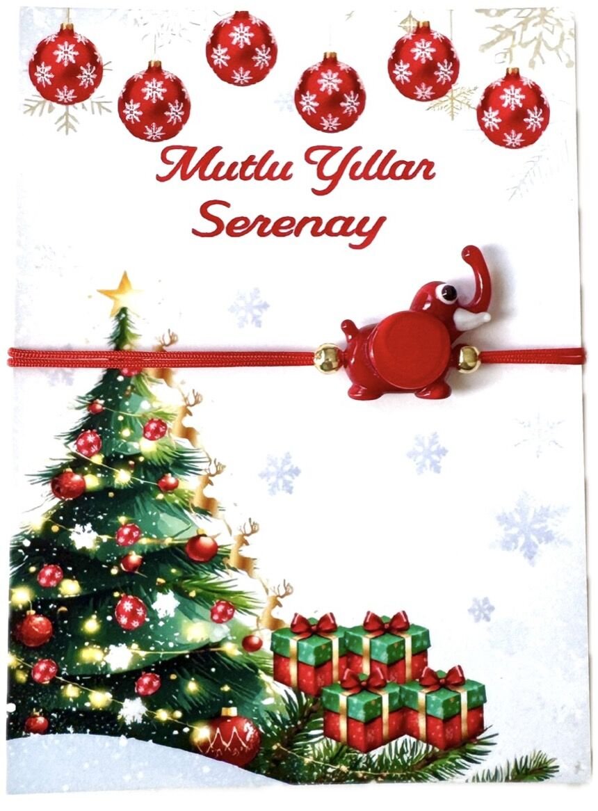 MURANO CAM BONCUK BİLEKLİK-KIRMIZI FİL