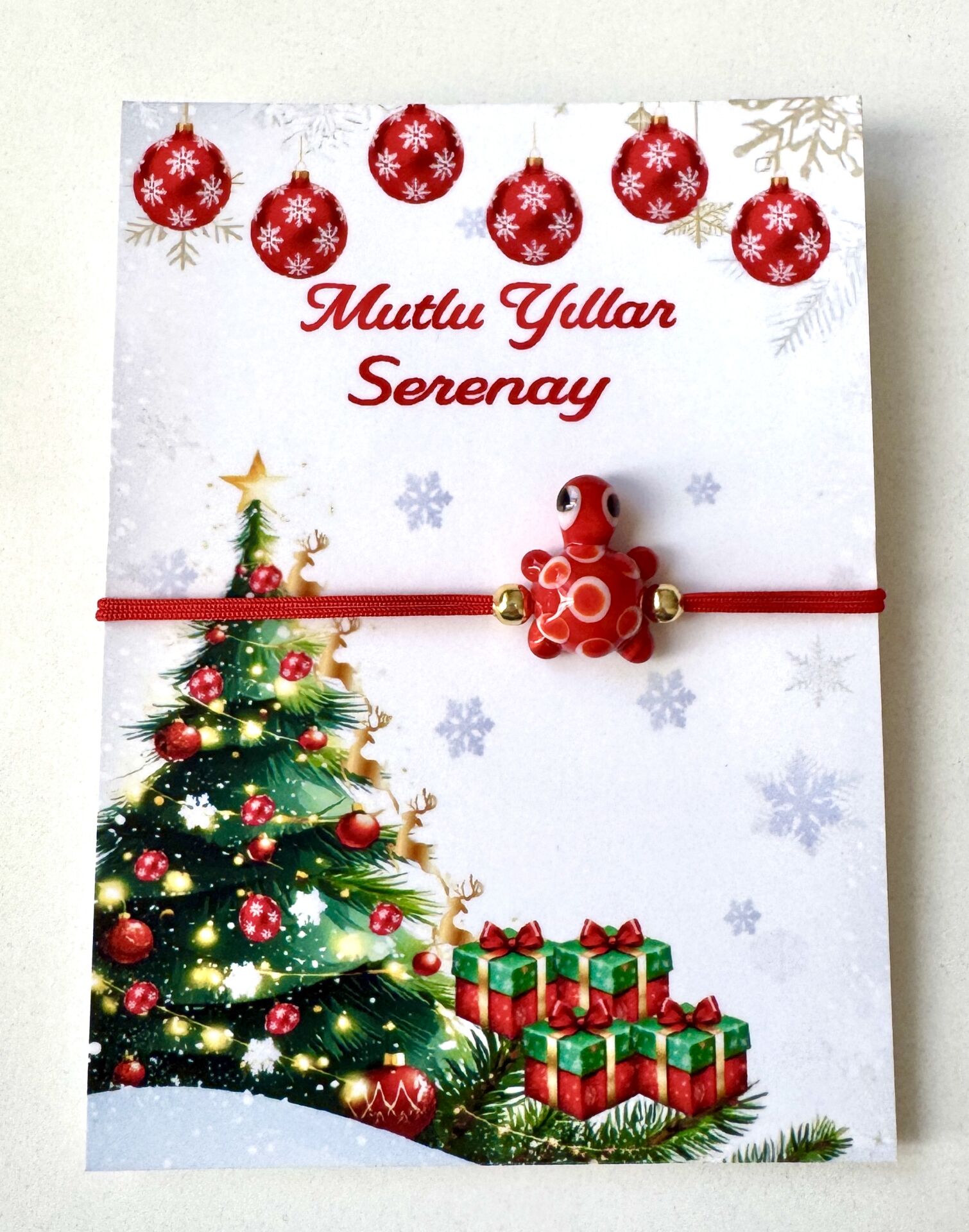 MURANO CAM BONCUK BİLEKLİK-KIRMIZI KAPLUMBAĞA