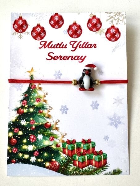 MURANO CAM BONCUK BİLEKLİK-ŞAPKALI PENGUEN