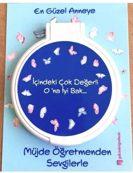 Kartlı pleksi cep aynası